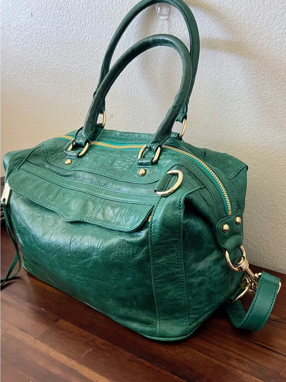 Rebecca Minkoff Peacock Teal MAB Satchel Handbag w Detachable Shoulder Strap NEW